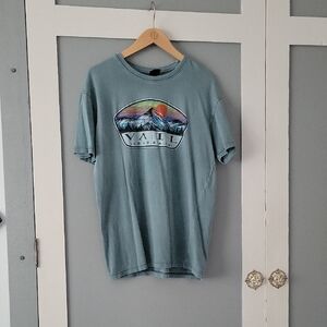 Amazon Men's Graphic Crewneck T-Shirt - Dusty Teal with Sunset Print